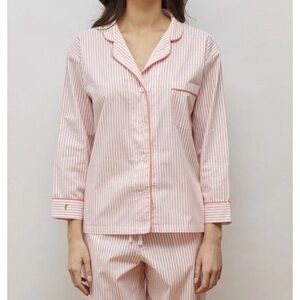 Marigot Amboise Long Pajama Set in Coral Stripe | size small